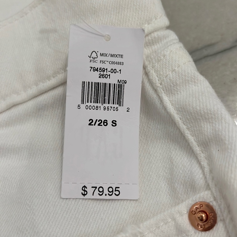 NWT Gap Mid Rise Girlfriend Jeans with Washwell White-26 Short - Picture 4 of 14